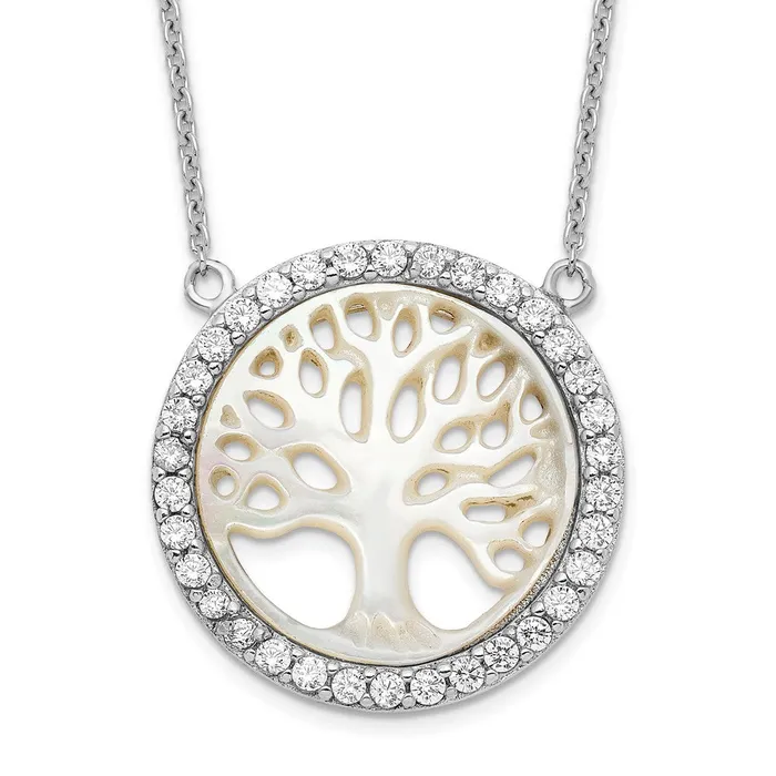 Sterling Silver Rhodiumplated MOP Tree wCZ w2in ext NecklaceWBCQG446416 WB Choice Jewelry Necklaces Sterling Silver Rhodiumplated MOP Tree wCZ w2in ext NecklaceWBCQG446416 WB Choice Jewelry Necklaces