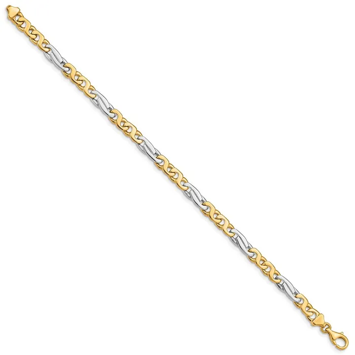 WB Choice Jewelry 14k Twotone 6mm Handpolished Fancy Link BraceletWBCLK2249 Bracelets WB Choice Jewelry 14k Twotone 6mm Handpolished Fancy Link BraceletWBCLK2249 Bracelets