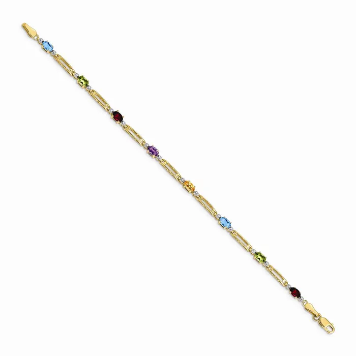WB Choice Jewelry Bracelets 14k Fancy Diamond and Gemstone Rainbow BraceletWBCBM4492RB001YA WB Choice Jewelry Bracelets 14k Fancy Diamond and Gemstone Rainbow BraceletWBCBM4492RB001YA