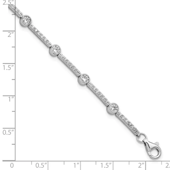 WB Choice Jewelry Bracelets Sterling Silver Rhodiumplated Polished CZ w15 in ext BraceletWBCQG59017 WB Choice Jewelry Bracelets Sterling Silver Rhodiumplated Polished CZ w15 in ext BraceletWBCQG59017