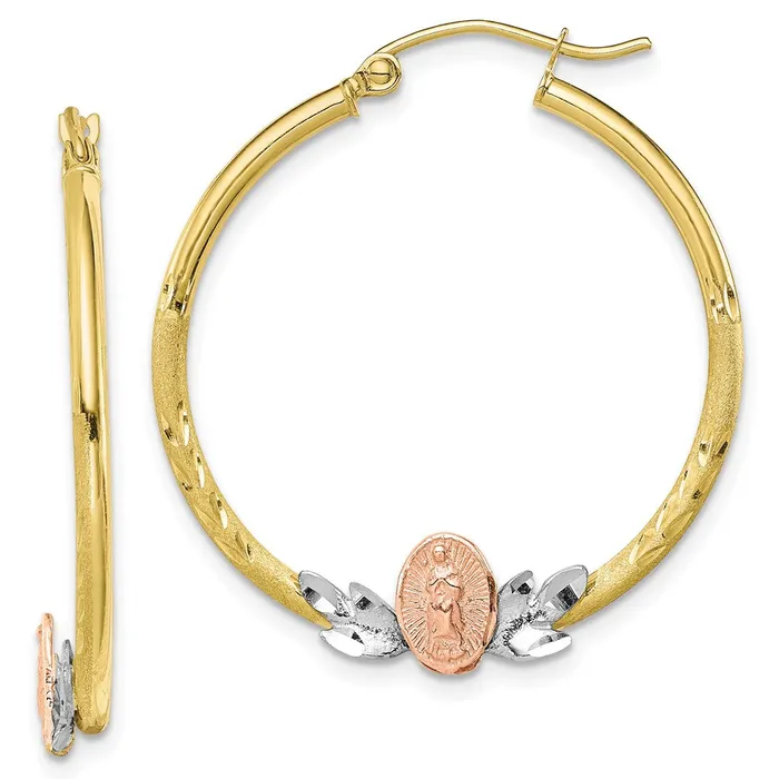 WB Choice Jewelry Earrings 10k Tricolor Guadalupe Hoop EarringsWBC10ER300 WB Choice Jewelry Earrings 10k Tricolor Guadalupe Hoop EarringsWBC10ER300