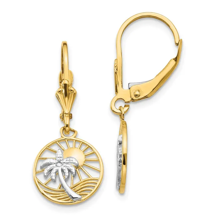WB Choice Jewelry Earrings 14k Rhodium Palm Tree Leverback EarringsWBCH1128 WB Choice Jewelry Earrings 14k Rhodium Palm Tree Leverback EarringsWBCH1128