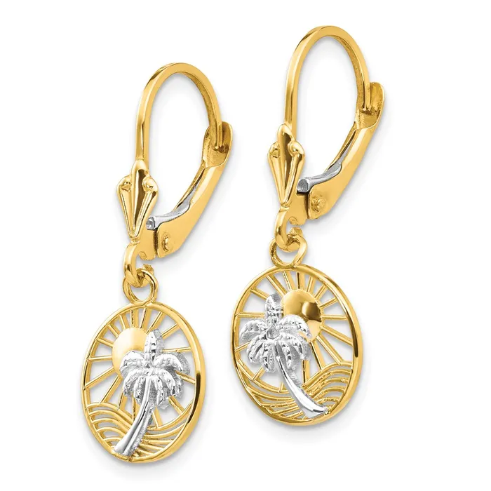 WB Choice Jewelry Earrings 14k Rhodium Palm Tree Leverback EarringsWBCH1128 WB Choice Jewelry Earrings 14k Rhodium Palm Tree Leverback EarringsWBCH1128