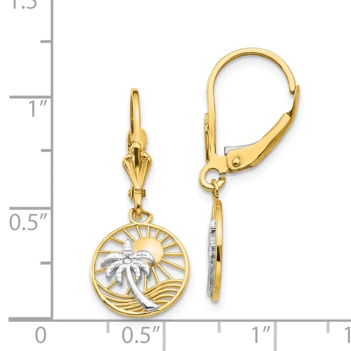 WB Choice Jewelry Earrings 14k Rhodium Palm Tree Leverback EarringsWBCH1128 WB Choice Jewelry Earrings 14k Rhodium Palm Tree Leverback EarringsWBCH1128