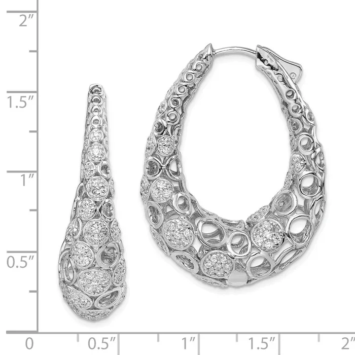 WB Choice Jewelry Earrings Sterling Silver Rhodiumplated Accent Pav CZ Oval Hoop EarringsWBCQE11080 WB Choice Jewelry Earrings Sterling Silver Rhodiumplated Accent Pav CZ Oval Hoop EarringsWBCQE11080