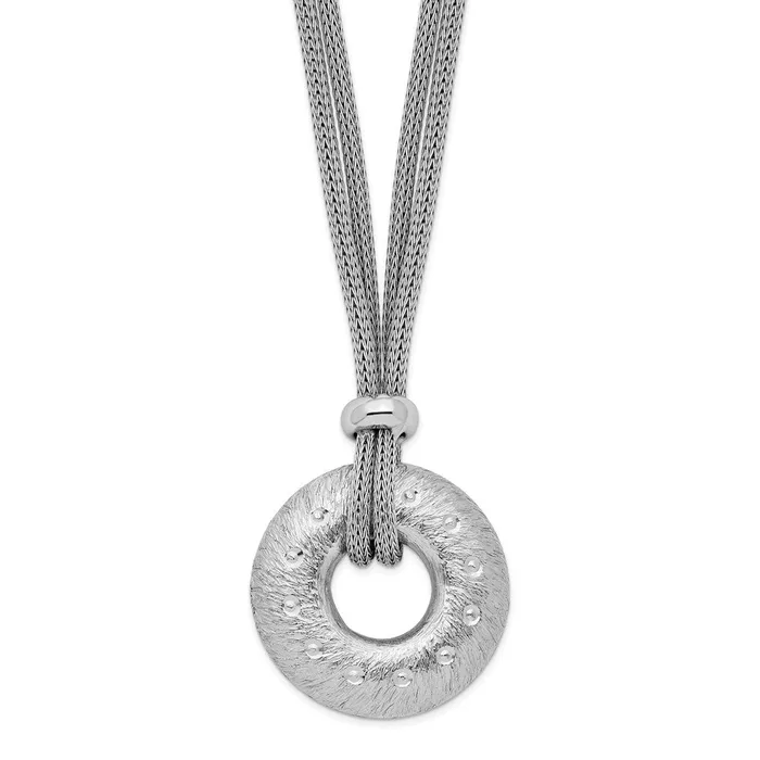 WB Choice Jewelry Necklaces Sterling Silver Rhodiumplated Brushed Polished 2 Strand Circle NecklaceWBCQG342318