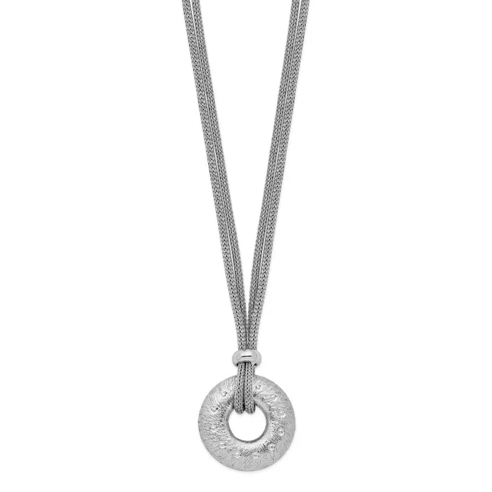 WB Choice Jewelry Necklaces Sterling Silver Rhodiumplated Brushed Polished 2 Strand Circle NecklaceWBCQG342318 WB Choice Jewelry Necklaces Sterling Silver Rhodiumplated Brushed Polished 2 Strand Circle NecklaceWBCQG342318