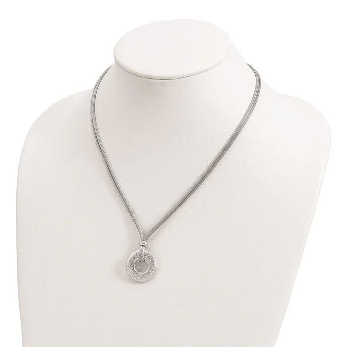 WB Choice Jewelry Necklaces Sterling Silver Rhodiumplated Brushed Polished 2 Strand Circle NecklaceWBCQG342318 WB Choice Jewelry Necklaces Sterling Silver Rhodiumplated Brushed Polished 2 Strand Circle NecklaceWBCQG342318