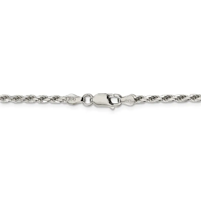 WB Choice Jewelry Rings Sterling Silver 25mm Diamondcut Rope ChainWBCQDC05516