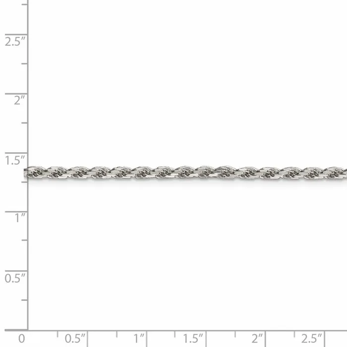 WB Choice Jewelry Rings Sterling Silver 25mm Diamondcut Rope ChainWBCQDC05516