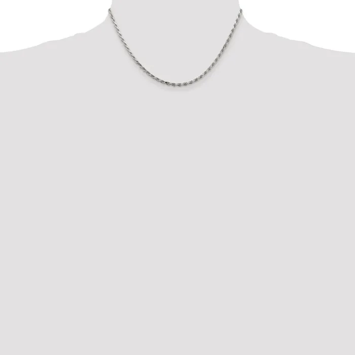 WB Choice Jewelry Rings Sterling Silver 25mm Diamondcut Rope ChainWBCQDC05516