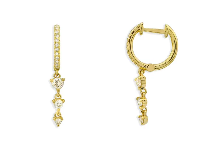 Albert Hern Earrings Earrings 14kt Hanging Diamonds Pave Huggies