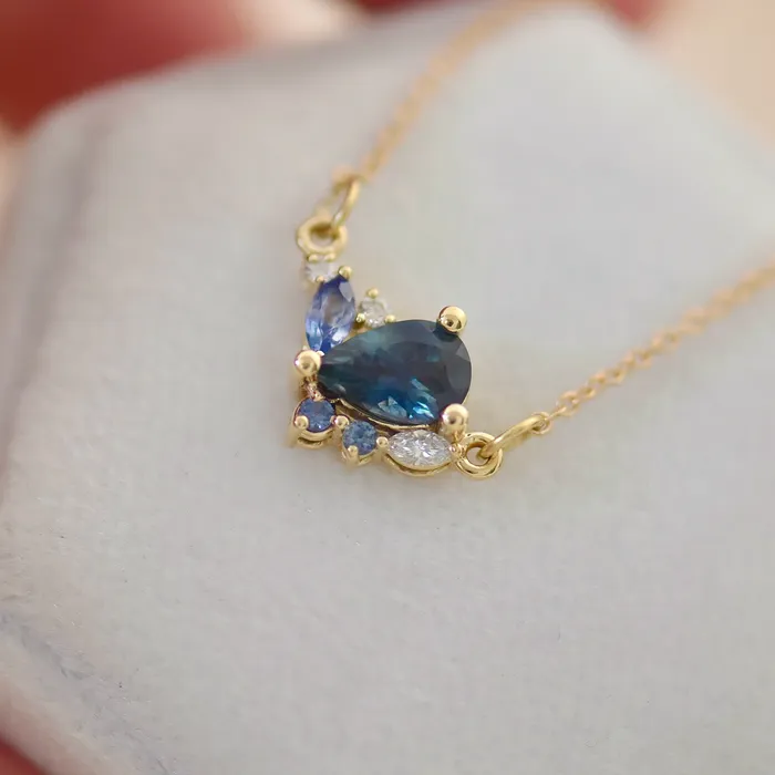 Albrecht Jewellery Necklaces Pear Montana Sapphire Cluster Necklace 14K Gold