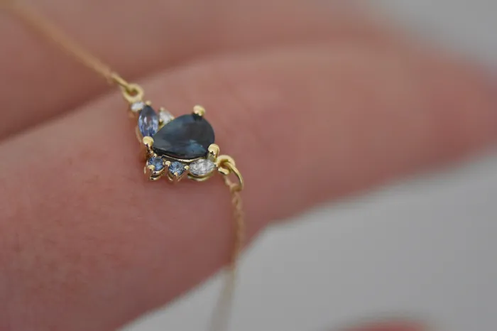 Albrecht Jewellery Necklaces Pear Montana Sapphire Cluster Necklace 14K Gold Albrecht Jewellery Necklaces Pear Montana Sapphire Cluster Necklace 14K Gold