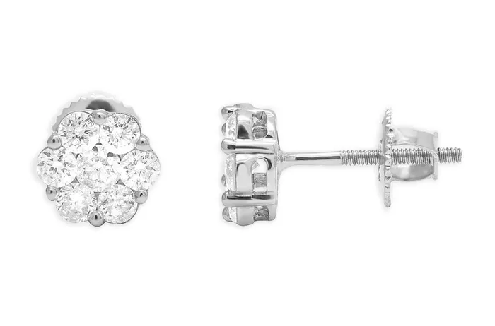 Earrings 158 cts Diamonds Round Cluster 14kt Gold Albert Hern Earrings