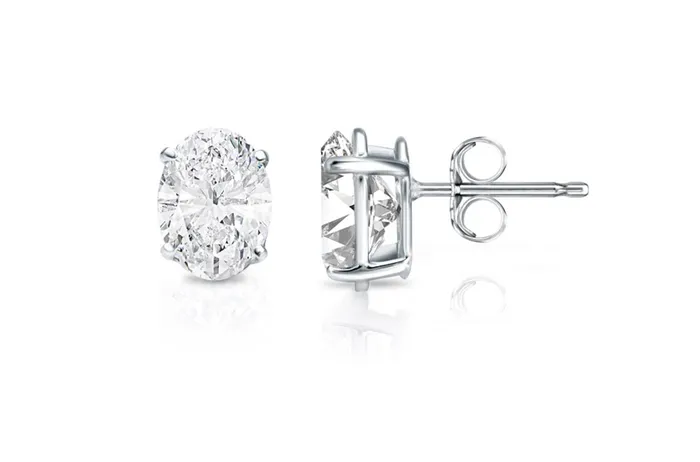 Earrings Albert Hern Earrings 048cts Oval Diamonds 18kt Gold Studs Early Winter Collection