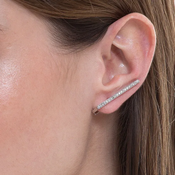 Earrings Jack Vartanian LINE EARRING IN 18K WHITE GOLD WITH DIAMOND