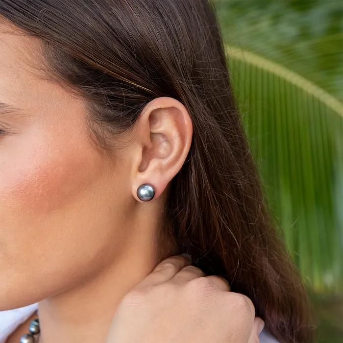Earrings misha hawaii Tahitian Pearl Stud Earring Sterling Silver Earrings misha hawaii Tahitian Pearl Stud Earring Sterling Silver