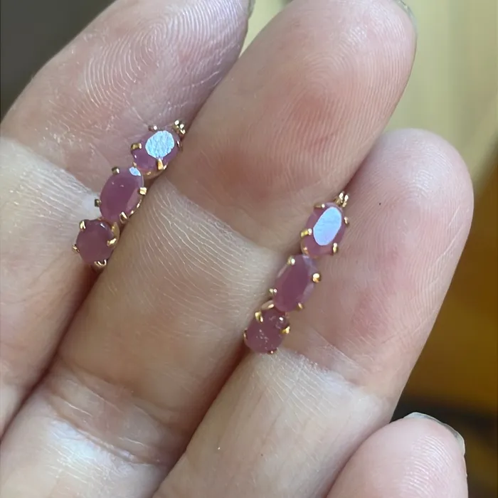 Earrings Vintage Paris Jewelry Ruby Hoop Earrings 10k Gold Vintage