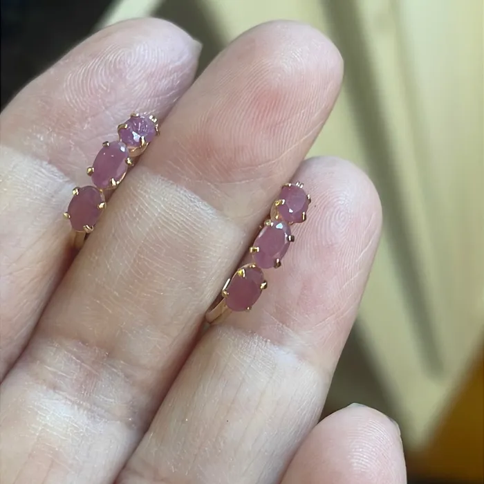 Earrings Vintage Paris Jewelry Ruby Hoop Earrings 10k Gold Vintage