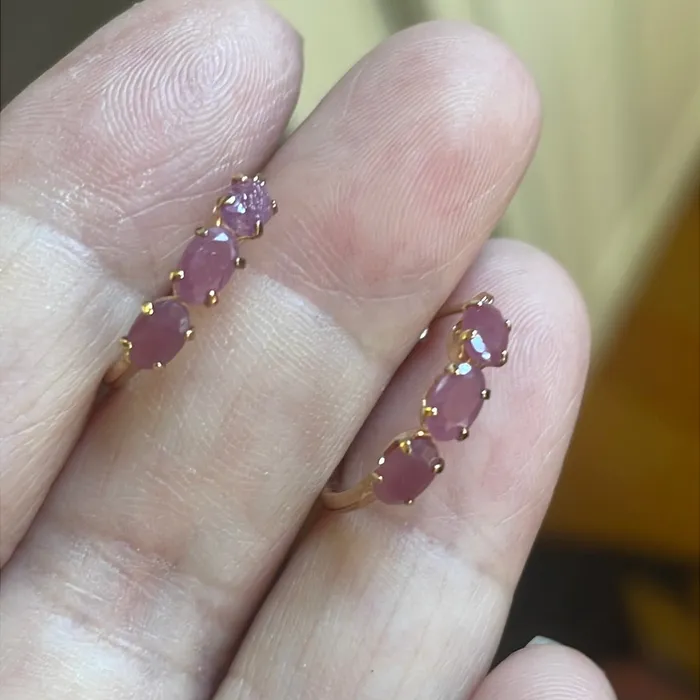 Earrings Vintage Paris Jewelry Ruby Hoop Earrings 10k Gold Vintage
