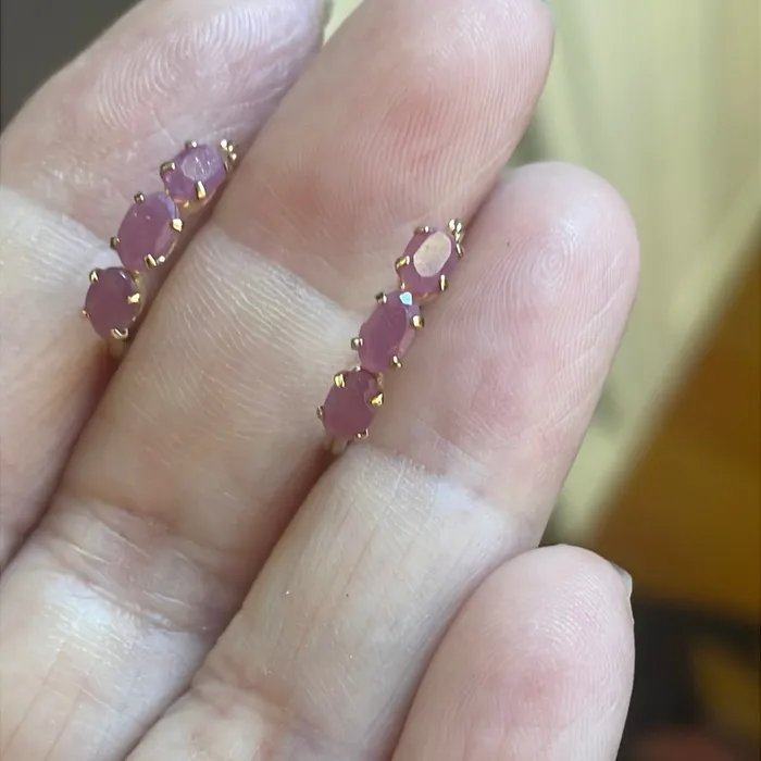 Earrings Vintage Paris Jewelry Ruby Hoop Earrings 10k Gold Vintage