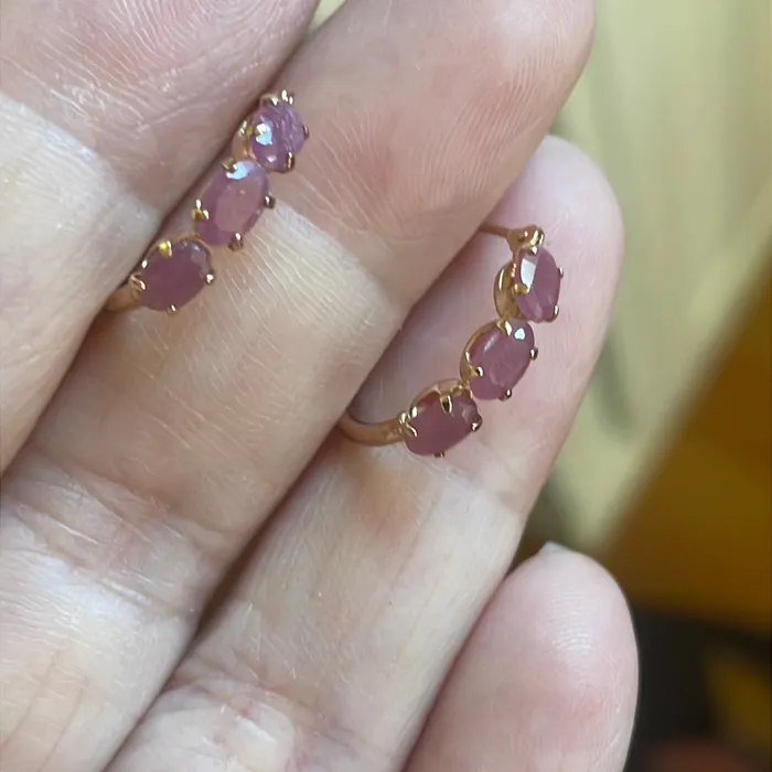 Earrings Vintage Paris Jewelry Ruby Hoop Earrings 10k Gold Vintage