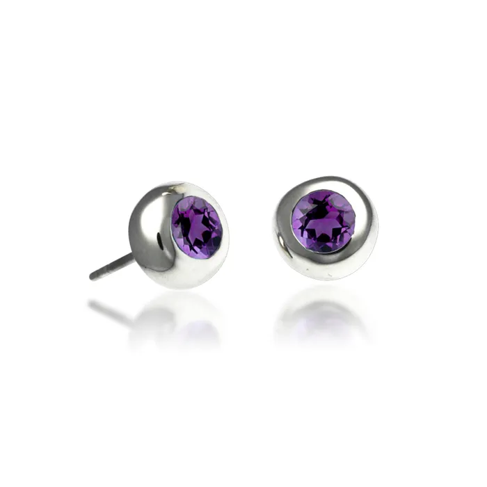 Earrings Zina Sterling Amethyst Smooth Stud Earrings