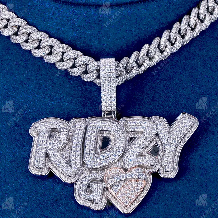 IceZeusShop Necklaces Custom Iced Out Letter Sticky Bandage Heart Pendant