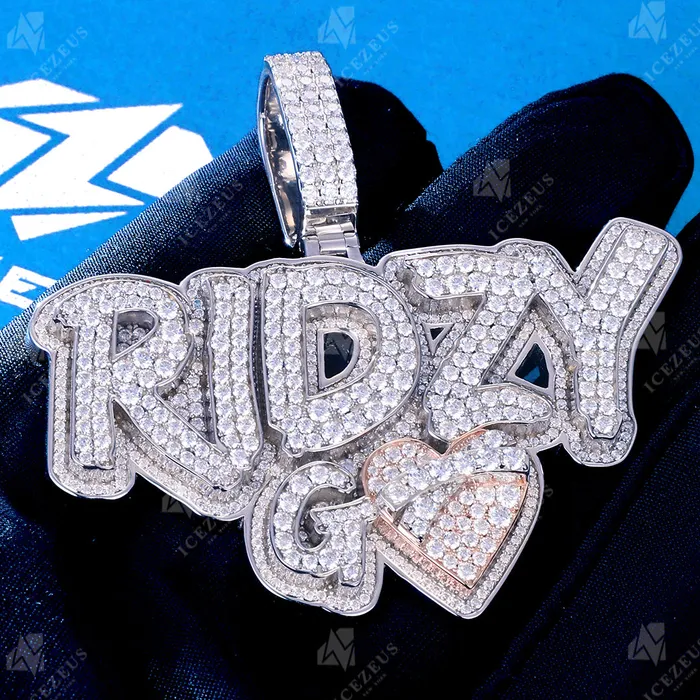 IceZeusShop Necklaces Custom Iced Out Letter Sticky Bandage Heart Pendant