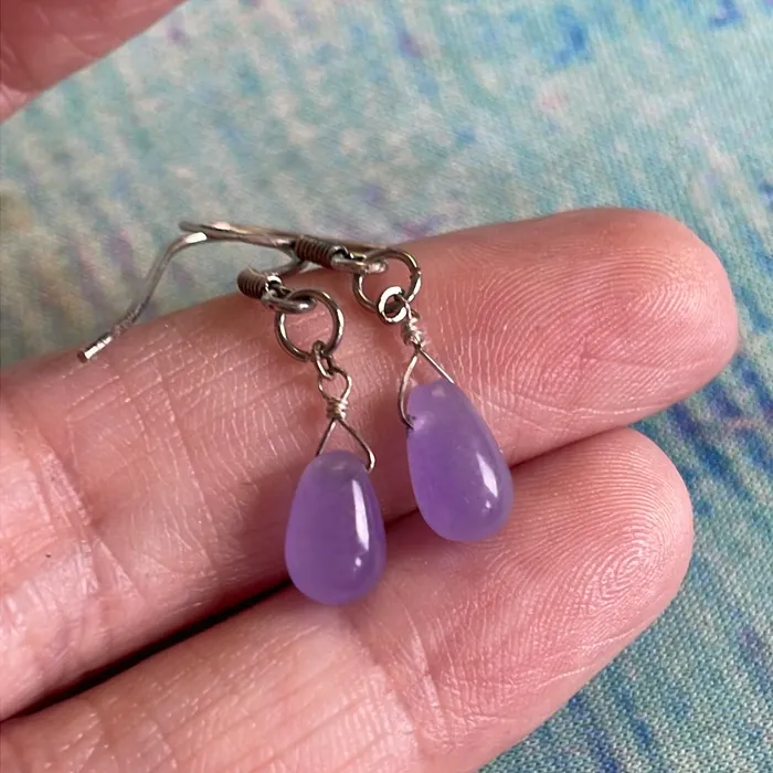 Love Vintage Paris Jade Drop Earrings Sterling Silver Vintage Earrings