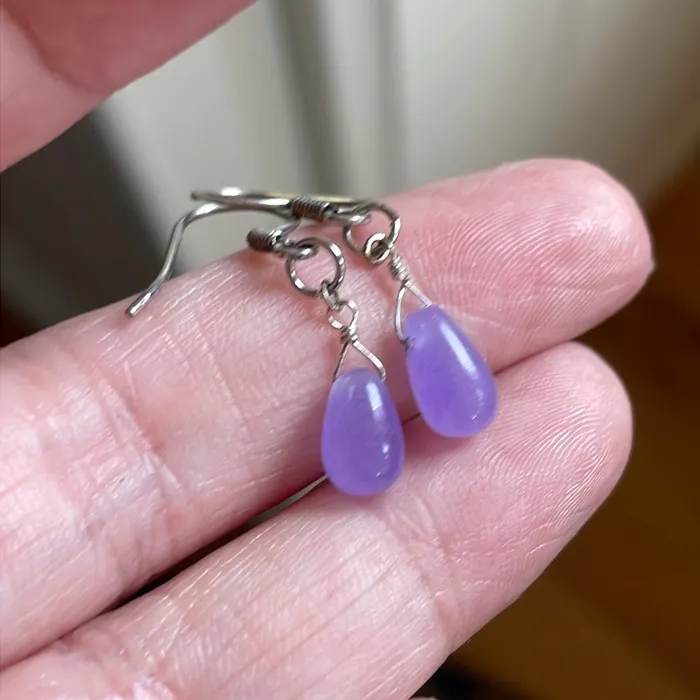 Love Vintage Paris Jade Drop Earrings Sterling Silver Vintage Earrings
