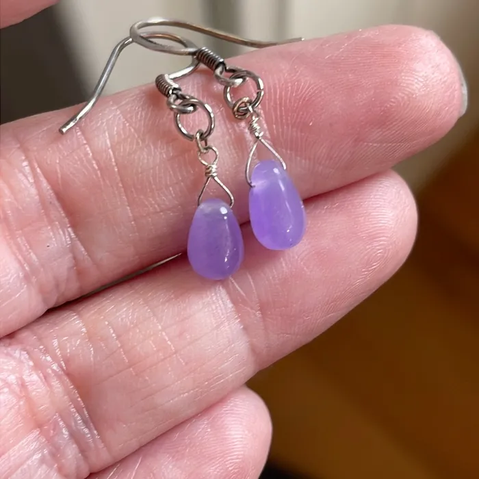 Love Vintage Paris Jade Drop Earrings Sterling Silver Vintage Earrings