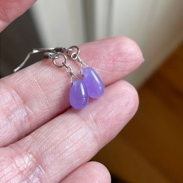 Love Vintage Paris Jade Drop Earrings Sterling Silver Vintage Earrings