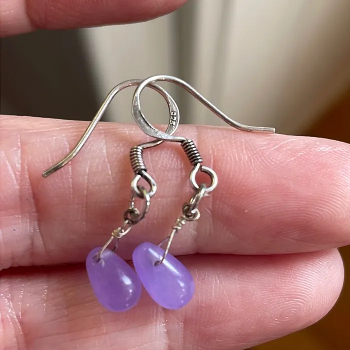 Love Vintage Paris Jade Drop Earrings Sterling Silver Vintage Earrings