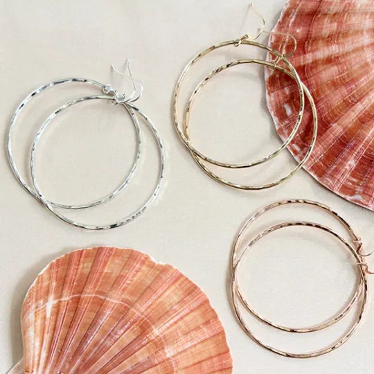 misha hawaii Earrings Simple Hammered Hoop Earrings