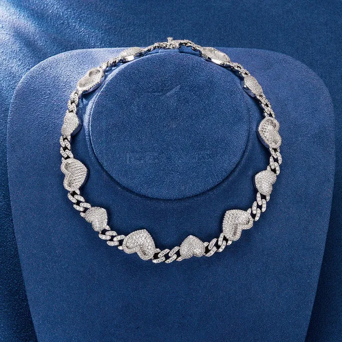 Necklaces icezeusshop Heart With Cuban Chain CZ Stone Necklace