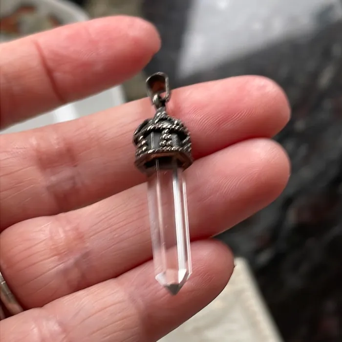 Point Crystal Pendant Sterling Silver Vintage Love Vintage Paris Necklaces