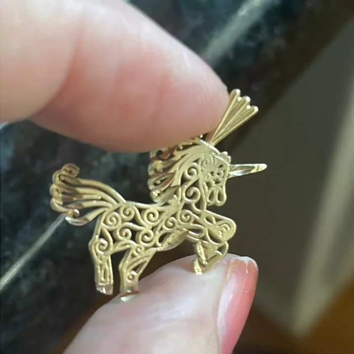 PreStyled Sets Vintage Paris Jewelry Unicorn Pendant Filigree 14k Gold Vintage