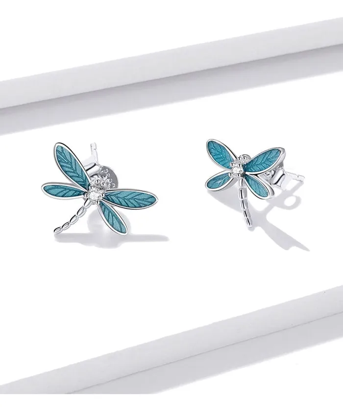 Rings Alibaba Dragonfly Ring and Earrings Fine 925 Sterling Silver Enamel and CZ