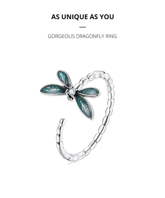 Rings Alibaba Dragonfly Ring and Earrings Fine 925 Sterling Silver Enamel and CZ