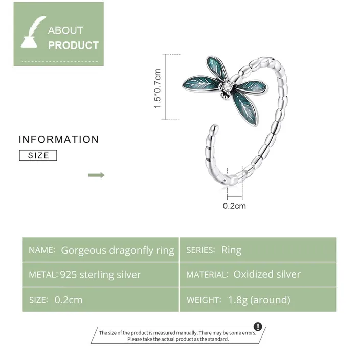 Rings Alibaba Dragonfly Ring and Earrings Fine 925 Sterling Silver Enamel and CZ