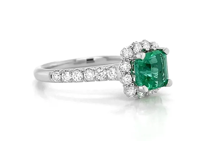 Rings Ring 18kt Gold Square Emerald Diamonds Halo Albert Hern Rings Ring 18kt Gold Square Emerald Diamonds Halo Albert Hern