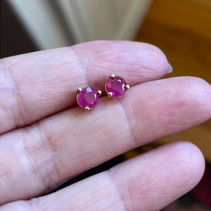 Ruby Stud Earrings 10k Gold Vintage Vintage Paris Jewelry Earrings