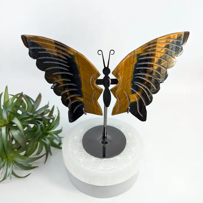 Tigers Eye 6 Butterfly on Stand LV7713 Bliss Crystals Earrings