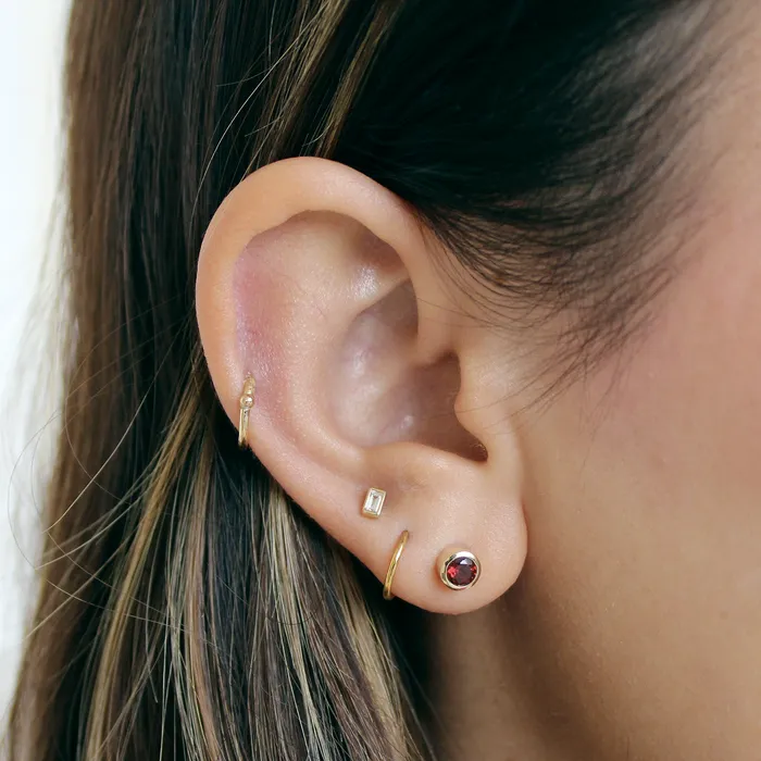 Zoe Baguette Diamond Stud misha hawaii Earrings