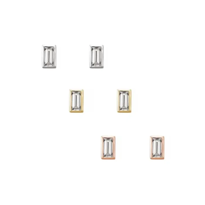 Zoe Baguette Diamond Stud misha hawaii Earrings