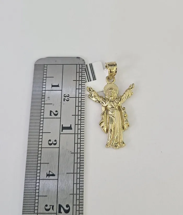 10k 25mm Rope Chain Jesus Pendant 1830 Yellow Gold Set Charm Necklace Gold and Diamond Necklaces