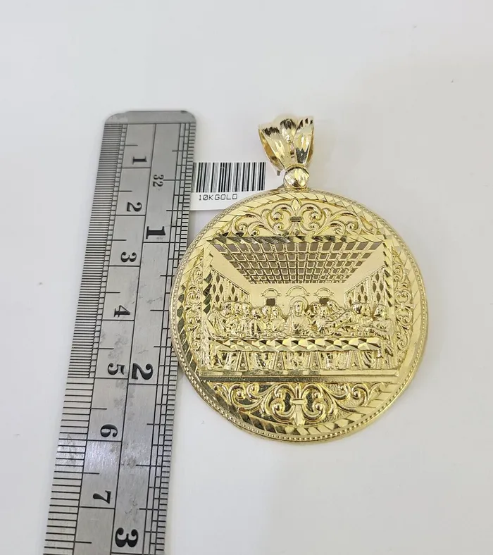 10K Franco Chain Last Supper Pendant Charm Necklace 2026 5mm Yellow Gold SET Gold and Diamond Necklaces