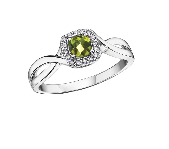 10kt White Gold Peridot And Diamond Ring Independent Jewellers Rings